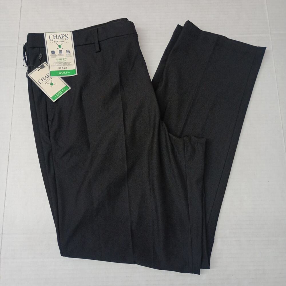 Chaps Golf Performance Slim Fit Pants‎ Men's 38x32 Black Stretch Waistband